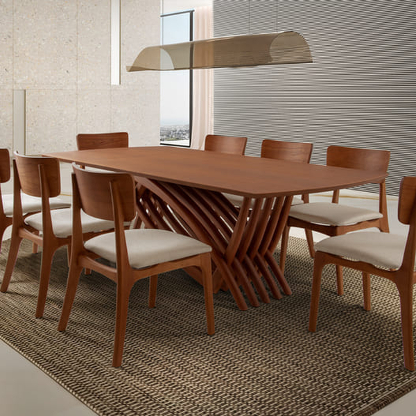 Sala De Jantar Madeira Maciça 8 Cadeiras 2,20x1,10m - Aurora