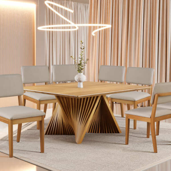 Sala De Jantar Madeira Maciça 8cad 1,5x1,5m Azaleia Harmonia