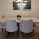 Sala De Jantar Madeira Maciça Com Vidro 6 Cadeiras 1,80x0,90m