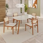 Sala De Jantar Mesa 135x76cm Tampo Em Mdf Com Vidro 4 Cadeira