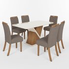 Sala De Jantar Mesa 160 Com Canto Arredondado Com Vidro 6 Cad