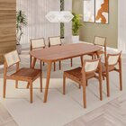 Sala De Jantar Mesa 160x76cm Tampo Laminado Com 6 Cadeiras Em