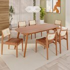 Sala De Jantar Mesa 180x76cm Tampo Laminado Com 6 Cadeiras Em