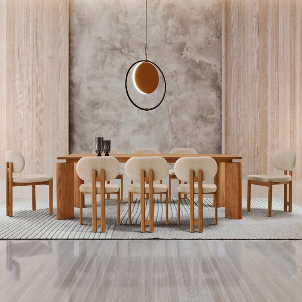 Sala De Jantar Mesa 220cm Tampo Laminado 8 Cadeiras Tokyo Mad
