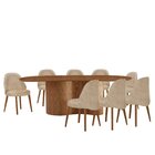 Sala De Jantar Mesa 220cm Tampo Laminado Orgânico 8 Cadeiras