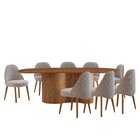 Sala De Jantar Mesa 220cm Tampo Laminado Orgânico 8 Cadeiras