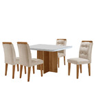 Sala De Jantar Mesa 90cm Olímpia Em Mdf Com Vidro Canto Copo