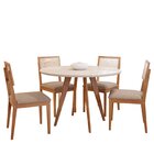 Sala De Jantar Mesa Acerola Redonda 109cm Com Vidro E 4 Cadei