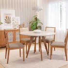 Sala De Jantar Mesa Acerola Redonda 109cm Com Vidro E 4 Cadei