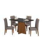 Sala De Jantar Mesa Agnes Freijó/preto C/ 4 Cadeiras Ayla Fre