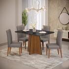 Sala De Jantar Mesa Agnes Freijó/preto C/ 4 Cadeiras Ayla Fre