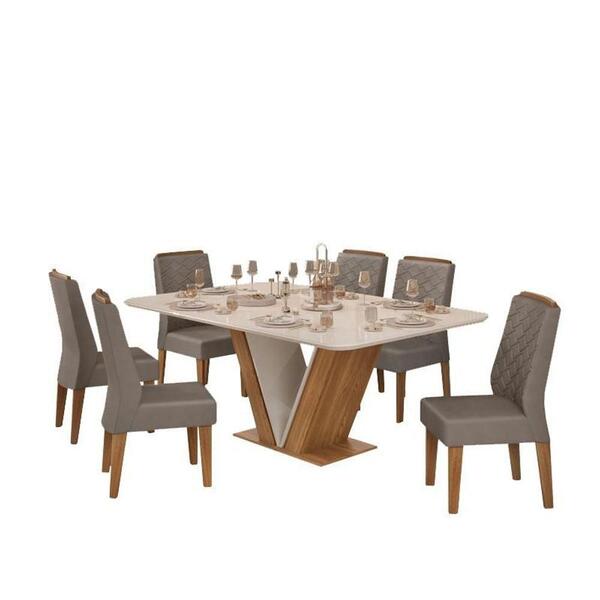 Sala De Jantar Mesa Carvalho/off White 6 Cad Carvalho/lunar