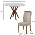 Sala De Jantar Mesa Com 4 Cadeiras Estofadas - Off White/bege