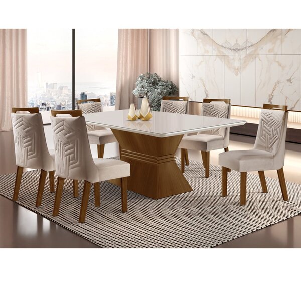 Sala De Jantar Mesa Cronos E 6 Cadeiras Kioto Castanho Fosco