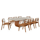 Sala De Jantar Mesa Ellis 220cm Madeira Tampo Com Vidro Com 8