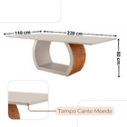 Sala De Jantar Mesa Ellis 220cm Madeira Tampo Com Vidro Com 8