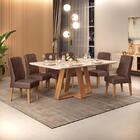Sala De Jantar Mesa Kiara Carvalho/off White C/ 6 Cadeiras Li