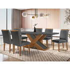 Sala De Jantar Mesa Lisboa 180 Mdf Canto Reto Com 6 Cadeiras