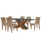 Sala De Jantar Mesa Lisboa 180 Mdf Canto Reto Com 6 Cadeiras