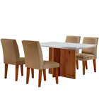 Sala De Jantar Mesa Olimpia 120 Mdf Canto Copo Com 4 Cadeiras