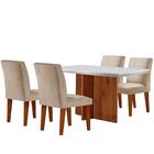 Sala De Jantar Mesa Olimpia 120 Mdf Canto Copo Com 4 Cadeiras