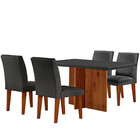 Sala De Jantar Mesa Olimpia 120 Mdf Canto Copo Com 4 Cadeiras