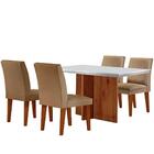Sala De Jantar Mesa Olimpia 120 Mdf Canto Reto Com 4 Cadeiras