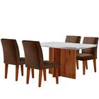 Sala De Jantar Mesa Olimpia 120 Mdf Canto Reto Com 4 Cadeiras