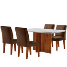 Sala De Jantar Mesa Olimpia 120 Mdf Canto Reto Com 4 Cadeiras