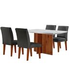 Sala De Jantar Mesa Olimpia 120 Mdf Canto Reto Com 4 Cadeiras