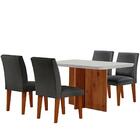 Sala De Jantar Mesa Olimpia 120 Mdf Vidro Canto Copo Com 4 Ca