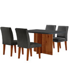 Sala De Jantar Mesa Olimpia 120 Mdf Vidro Canto Copo Com 4 Ca