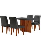 Sala De Jantar Mesa Olimpia 120 Mdf Vidro Canto Copo Com 4 Ca