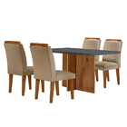 Sala De Jantar Mesa Olímpia 120cm Em Mdf E 4 Cadeiras Athenas