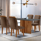 Sala De Jantar Mesa Olímpia 120cm Em Mdf E 4 Cadeiras Athenas