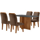 Sala De Jantar Mesa Olímpia 120cm Em Mdf E 4 Cadeiras Athenas