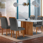 Sala De Jantar Mesa Olímpia 120cm Mdf Vidro Canto Copo Com 4