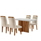 Sala De Jantar Mesa Olímpia 120cm Mdf Vidro Canto Reto Com 4