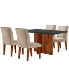 Sala De Jantar Mesa Olimpia 120mm Mdf Vidro Canto Reto Com 4