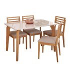 Sala De Jantar Mesa Papaia 130cm Com Vidro Com 4 Cadeiras Jup