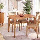 Sala De Jantar Mesa Papaia 130cm Sem Vidro Com 4 Cadeiras Jup