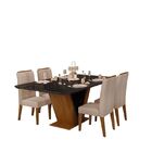 Sala De Jantar Mesa Pietra Freijó/preto C/ 4 Cadeiras Ayla Fr