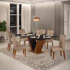 Sala De Jantar Mesa Pietra Freijó/preto C/ 6 Cadeiras Ayla Fr