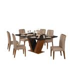 Sala De Jantar Mesa Pietra Freijó/preto C/ 6 Cadeiras Ayla Fr