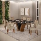 Sala De Jantar Mesa Pietra Freijó/preto C/ 6 Cadeiras Lis Fre