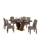 Sala De Jantar Mesa Pietra Freijó/preto C/ 6 Cadeiras Lis Fre