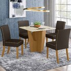 Sala De Jantar Mesa Quadrada Vértice 90cm Com 4 Cadeiras Mari