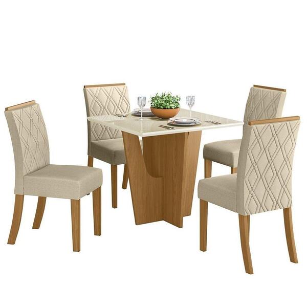 Sala De Jantar Mesa Quadrada Vértice 90cm Com 4 Cadeiras Vita