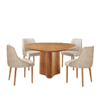 Sala De Jantar Mesa Selene 135cm Madeira Tampo Laminado Com 4