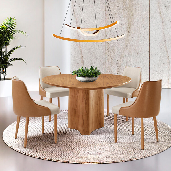 Sala De Jantar Mesa Selene 135cm Madeira Tampo Laminado Com 4